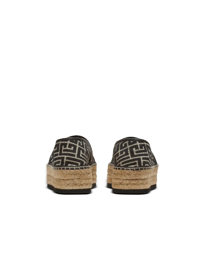 Balmain Alex Espadrilles With Jacquard Monogram Black Men Sandals
