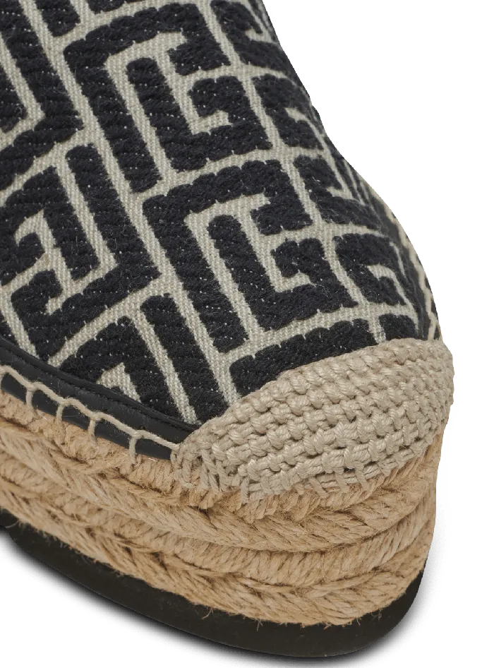 Balmain Alex Espadrilles With Jacquard Monogram Black Men Sandals