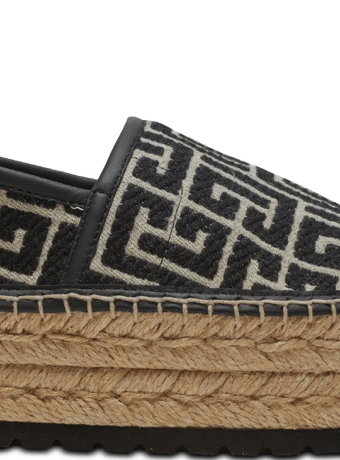 Balmain Alex Espadrilles With Jacquard Monogram Black Men Sandals