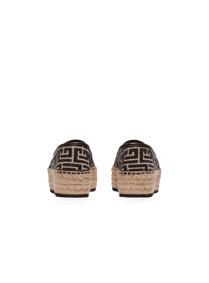 Balmain Alex Espadrilles With Jacquard Monogram Black Women Flat Shoes