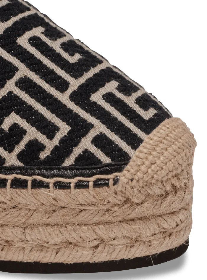 Balmain Alex Espadrilles With Jacquard Monogram Black Women Flat Shoes