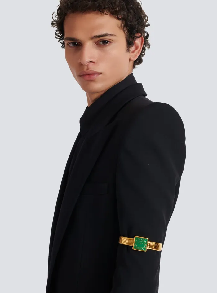 Balmain Arm Cuff With Fake Watch Face Gold Men Fashion Jewelry