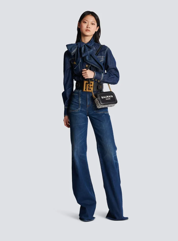 Balmain BArmy Canvas And Leather Clutch Black Women Crossbody Bags
