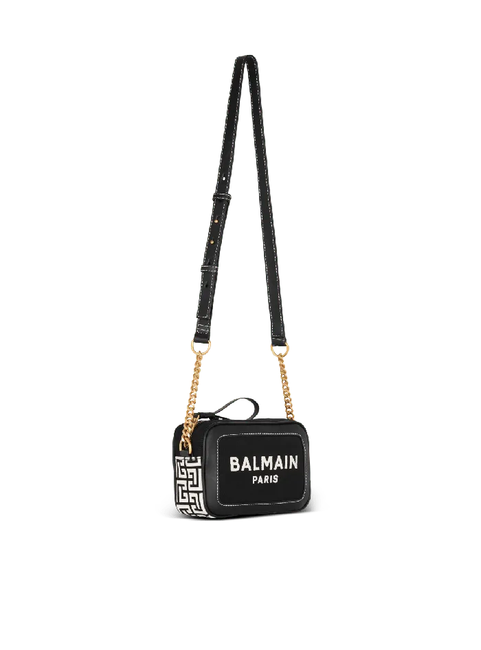 Balmain BArmy Canvas And Leather Clutch Black Women Crossbody Bags