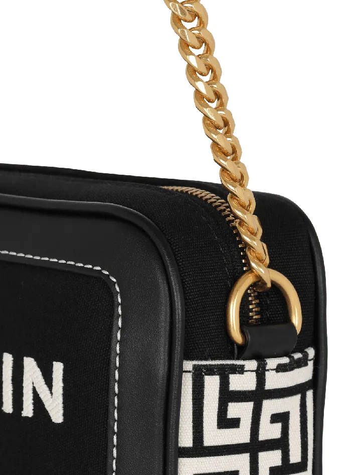 Balmain BArmy Canvas And Leather Clutch Black Women Crossbody Bags