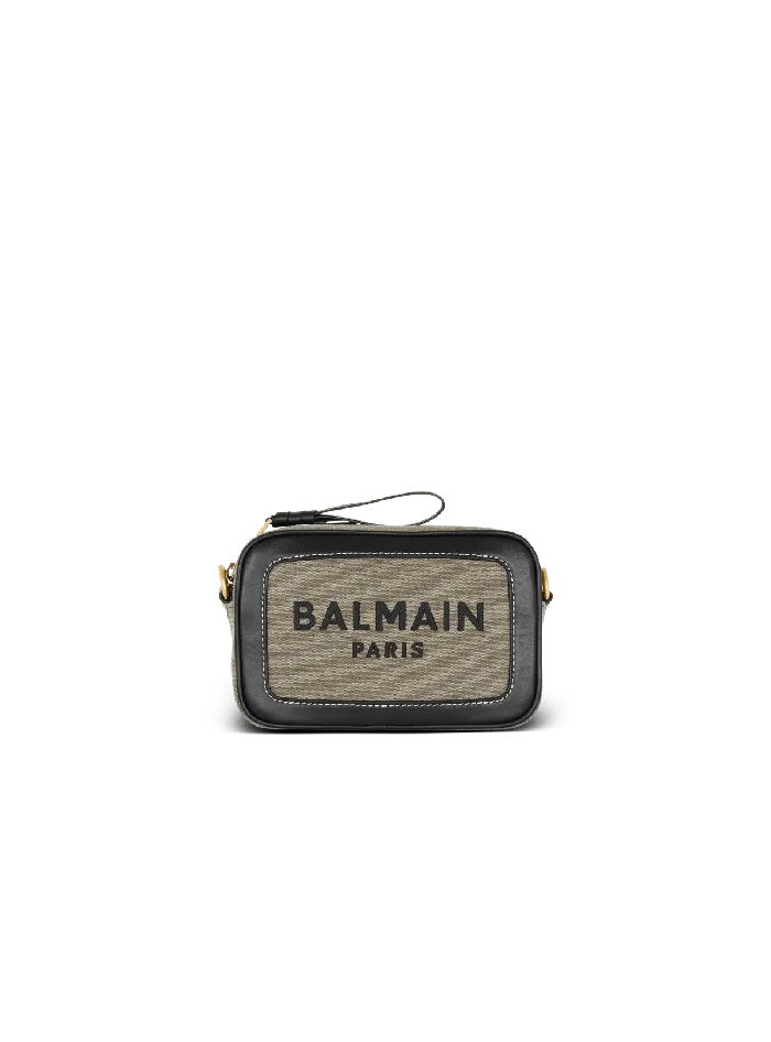 Balmain BArmy Canvas And Leather Clutch Khaki Women Crossbody Bags