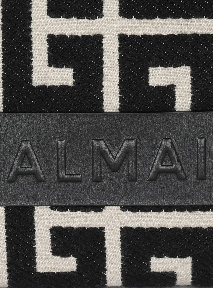 Balmain BArmy Monogrammed Jacquard And Leather Tote Bag Black Women Handbags