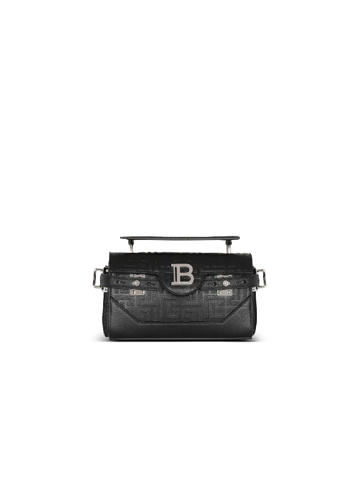Balmain BBuzz 19 Monogrammed Canvas And Leather Bag Black Men CrossBody Bags