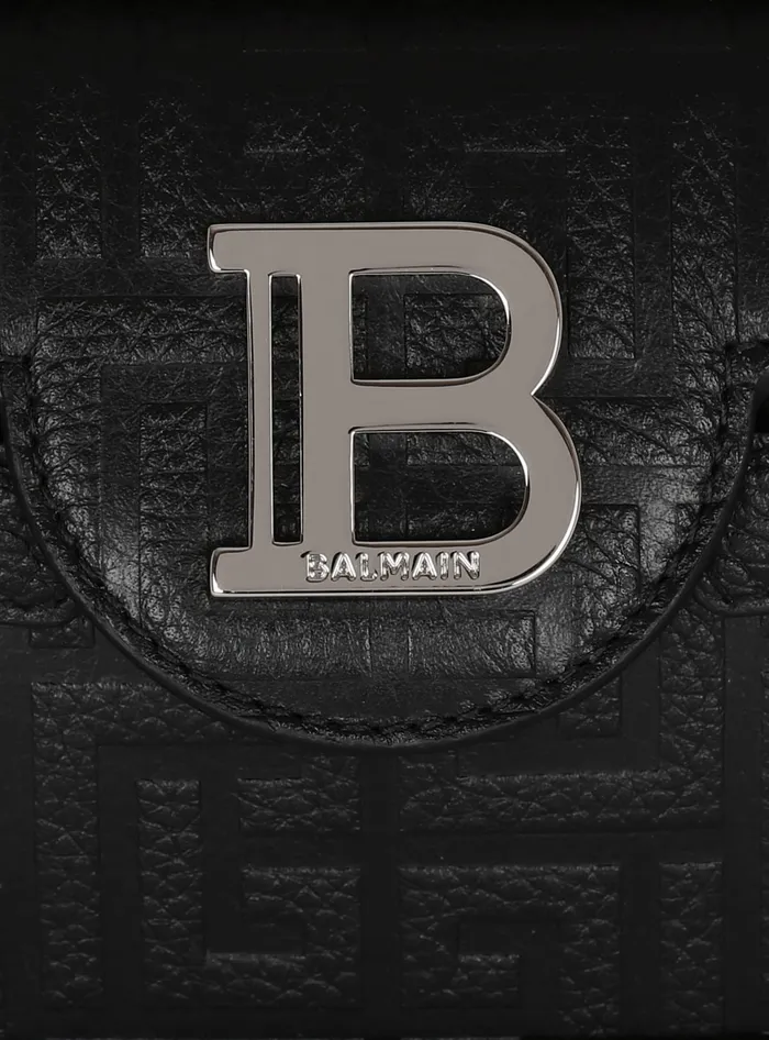 Balmain BBuzz 19 Monogrammed Canvas And Leather Bag Black Men CrossBody Bags