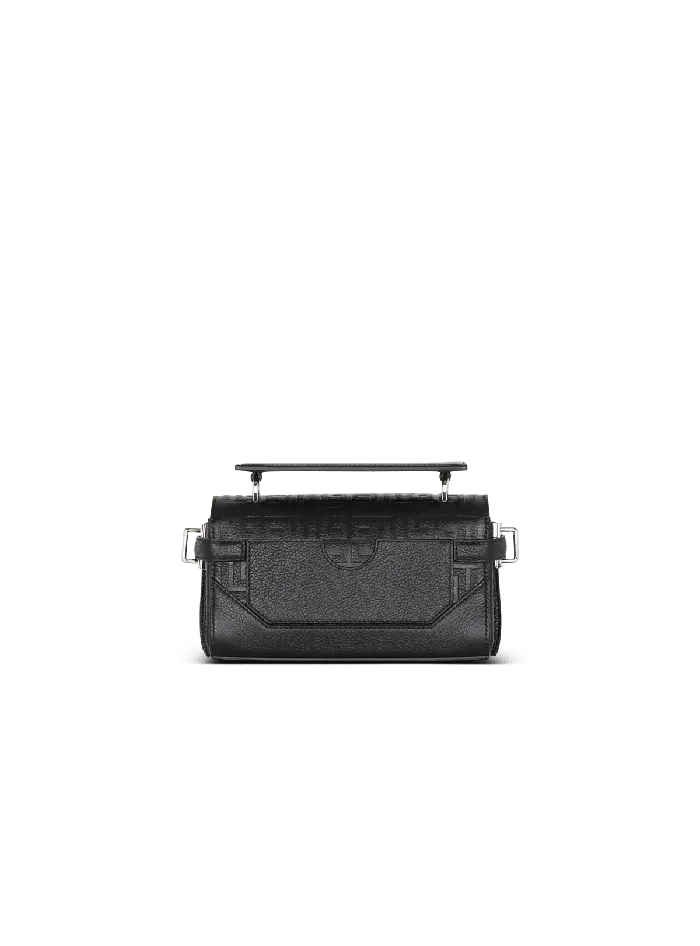 Balmain BBuzz 19 Monogrammed Canvas And Leather Bag Black Men CrossBody Bags