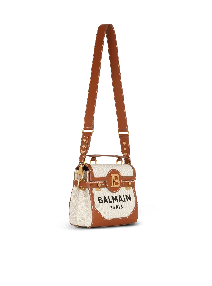 Balmain BBuzz 23 Bag In Canvas And Leather Beige Women Handbags