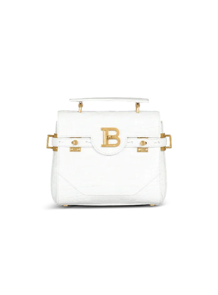 Balmain BBuzz 23 Bag In Crocodile Effectembossed Leather White Women Handbags