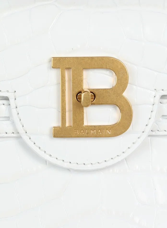 Balmain BBuzz 23 Bag In Crocodile Effectembossed Leather White Women Handbags