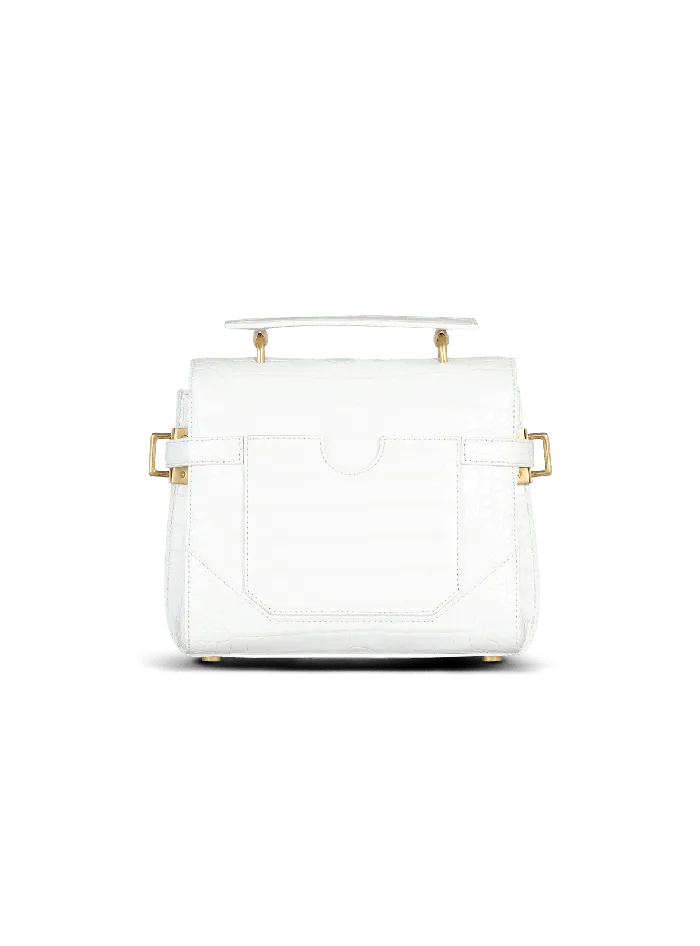 Balmain BBuzz 23 Bag In Crocodile Effectembossed Leather White Women Handbags