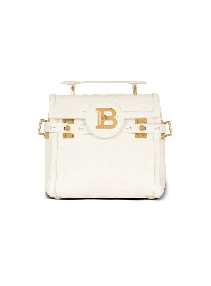 Balmain BBuzz 23 Monogram Grained Leather Bag Beige Women Handbags