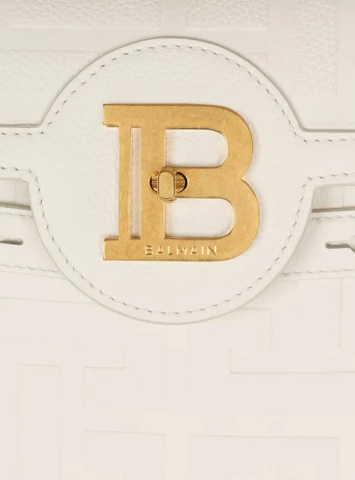 Balmain BBuzz 23 Monogram Grained Leather Bag Beige Women Handbags