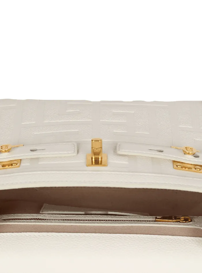 Balmain BBuzz 23 Monogram Grained Leather Bag Beige Women Handbags