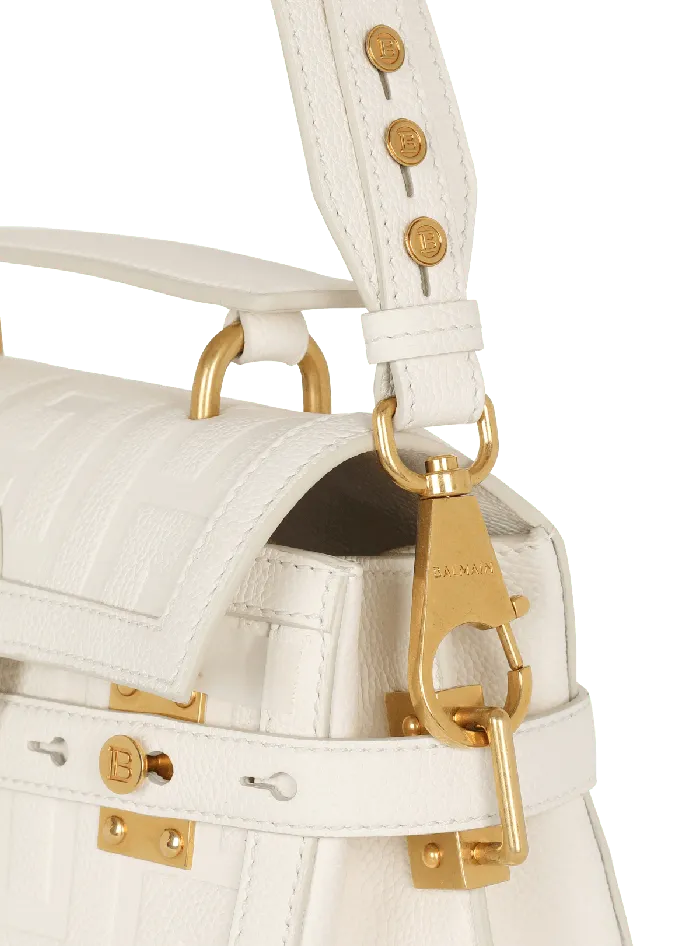 Balmain BBuzz 23 Monogram Grained Leather Bag Beige Women Handbags