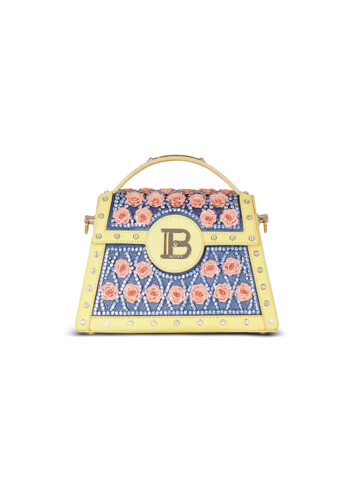 Balmain BBuzz Dynasty Bag Embroidered With Diamond And Roses Multicolor Women Handbags Balmain BBuzz Dynasty Bag Embroidered With Diamond And Roses Multicolor Women Handbags