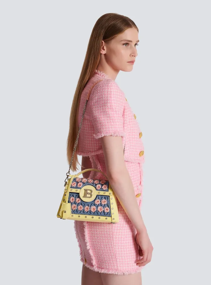 Balmain BBuzz Dynasty Bag Embroidered With Diamond And Roses Multicolor Women Handbags