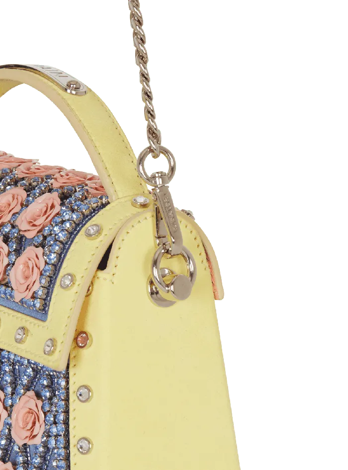 Balmain BBuzz Dynasty Bag Embroidered With Diamond And Roses Multicolor Women Handbags