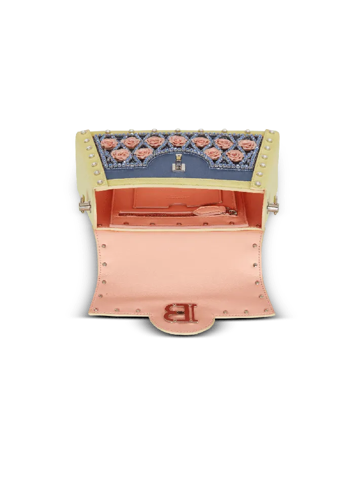 Balmain BBuzz Dynasty Bag Embroidered With Diamond And Roses Multicolor Women Handbags