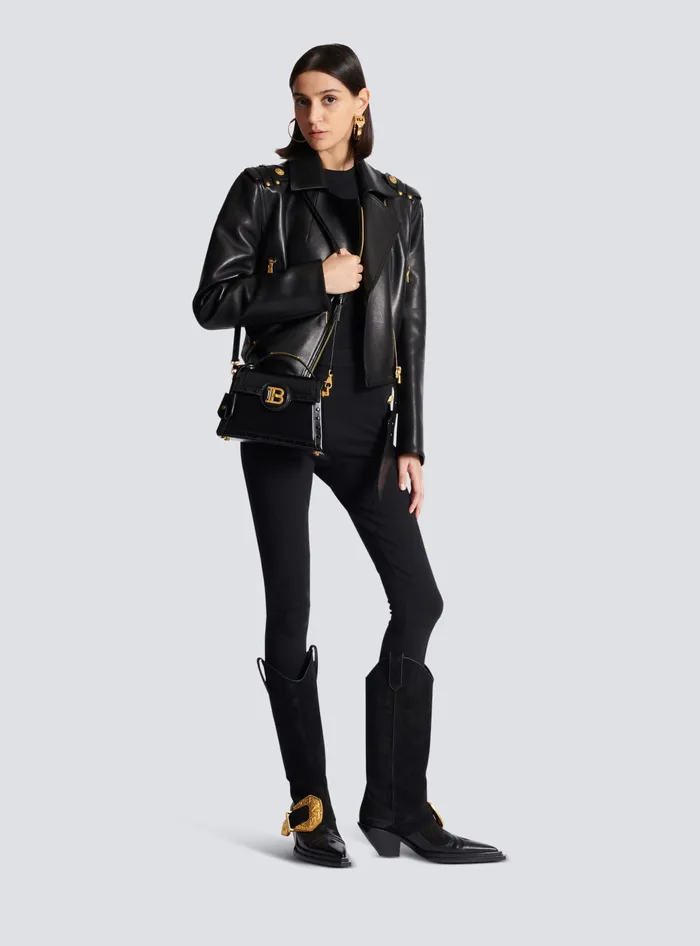 Balmain BBuzz Dynasty Bag In Glazed Leather Black Women Handbags