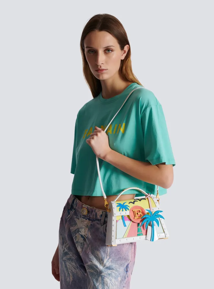 Balmain BBuzz Dynasty Calfskin And Postcard Patchwork Bag Multicolor Women Handbags
