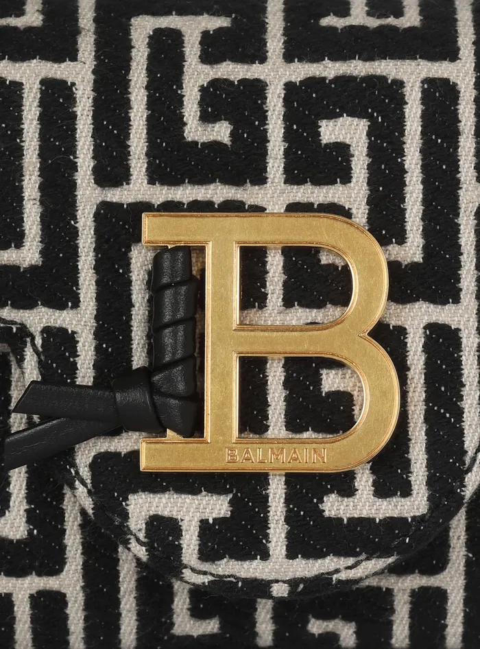 Balmain BBuzz Mini Monogrammed Jacquard Bag Black Women Handbags
