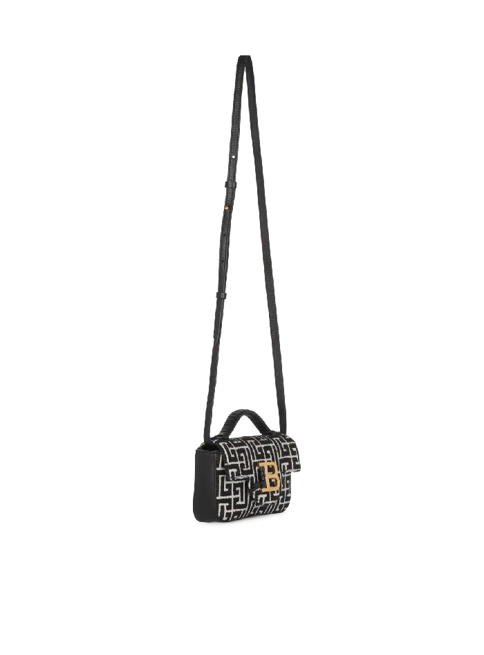 Balmain BBuzz Mini Monogrammed Jacquard Bag Black Women Handbags