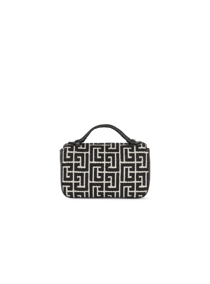 Balmain BBuzz Mini Monogrammed Jacquard Bag Black Women Handbags