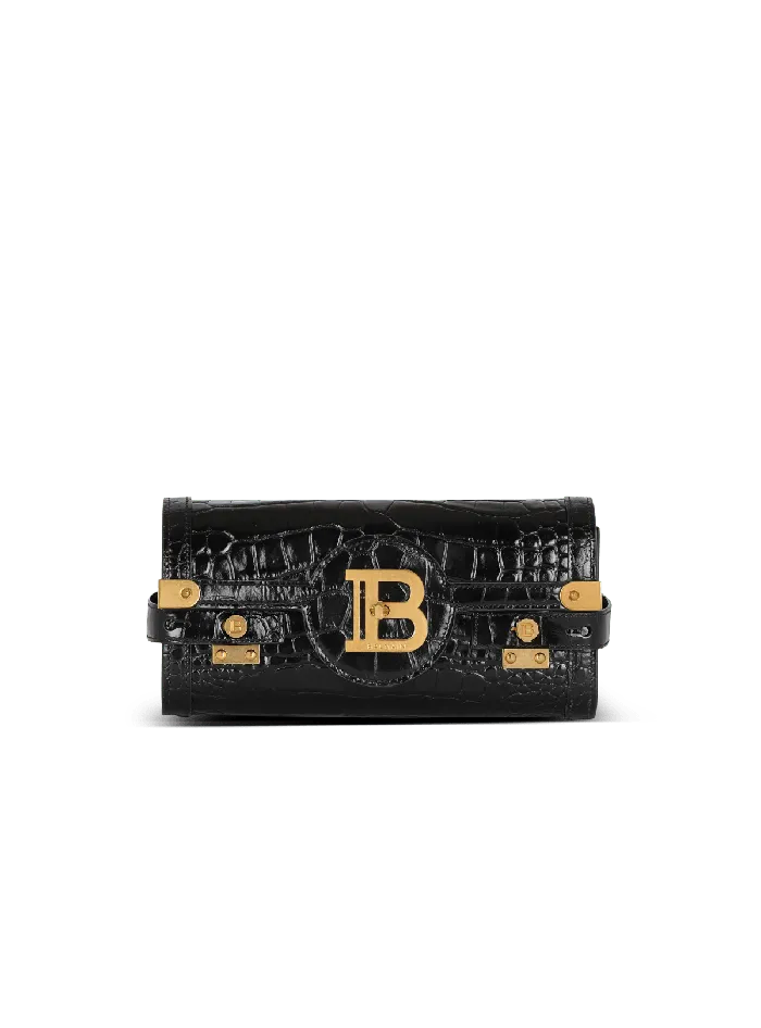 Balmain BBuzz Pouch 23 Leather Clutch Black Women Clutches