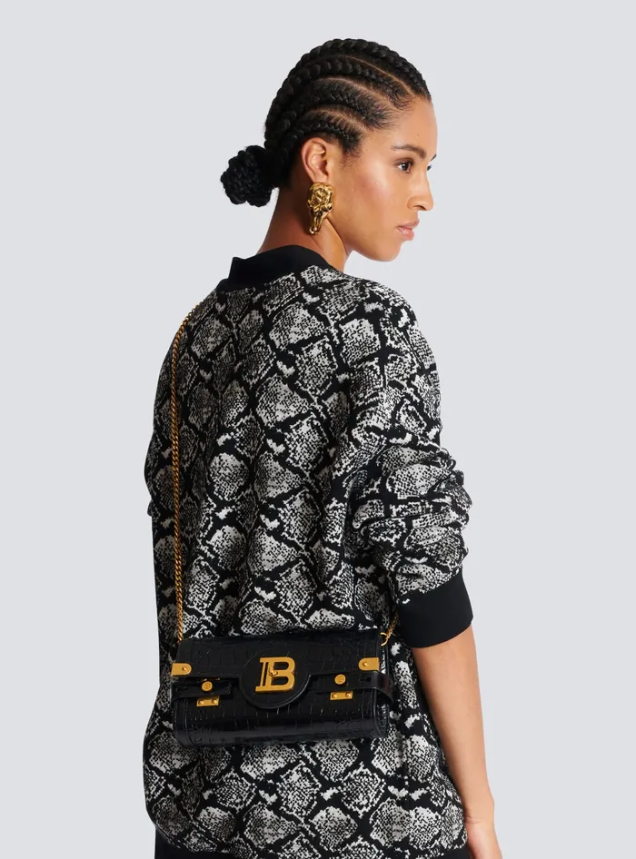 Balmain BBuzz Pouch 23 Leather Clutch Black Women Clutches