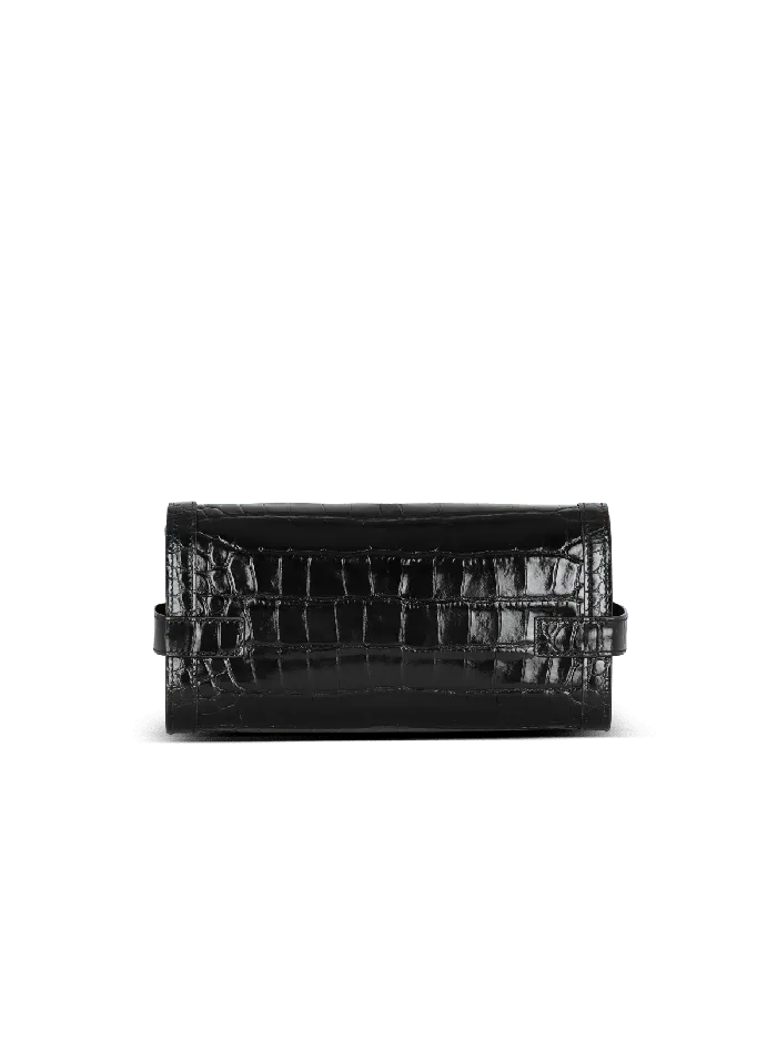Balmain BBuzz Pouch 23 Leather Clutch Black Women Clutches