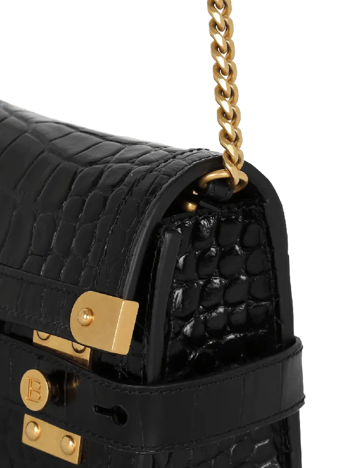 Balmain BBuzz Pouch 23 Leather Clutch Black Women Clutches