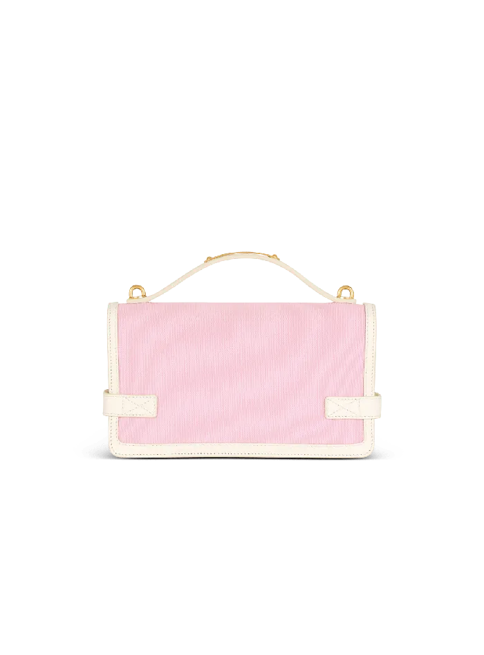 Balmain BBuzz Shoulder 24 Canvas And Leather Bag Pink Women Handbags