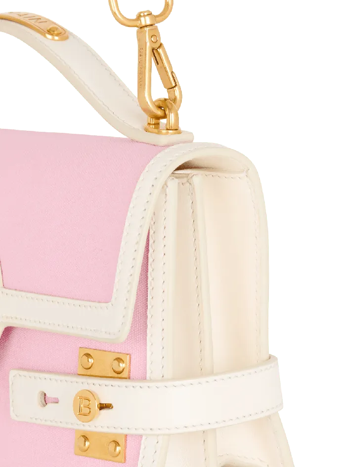 Balmain BBuzz Shoulder 24 Canvas And Leather Bag Pink Women Handbags