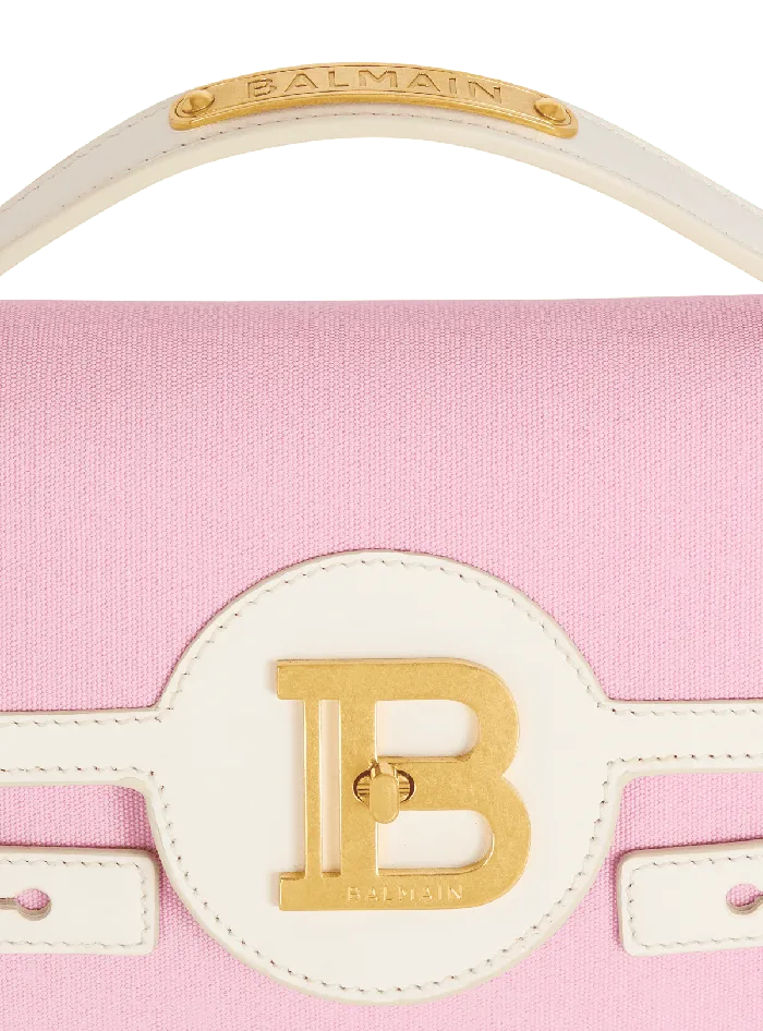 Balmain BBuzz Shoulder 24 Canvas And Leather Bag Pink Women Handbags