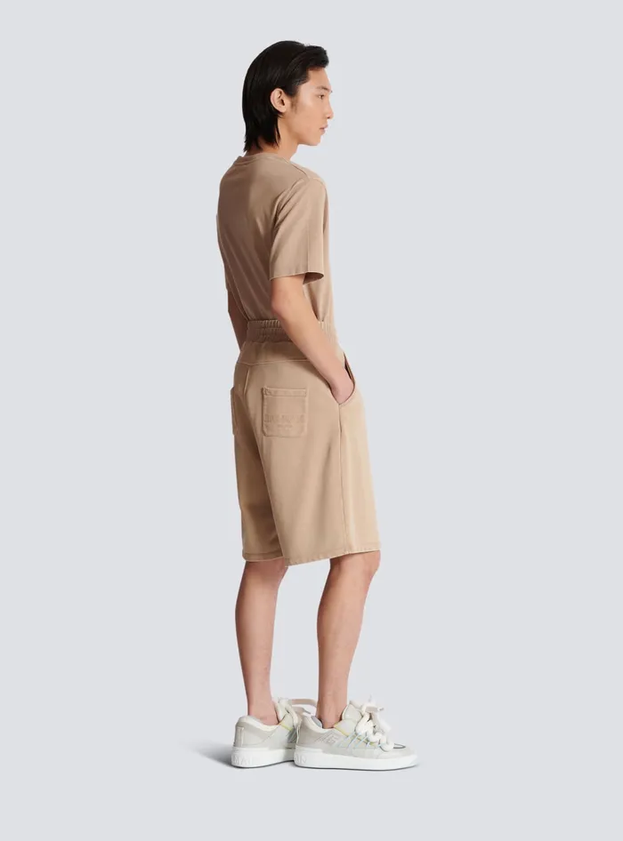 Balmain Bermuda Shorts With Vintage Embroidery Beige Men Trousers And Shorts