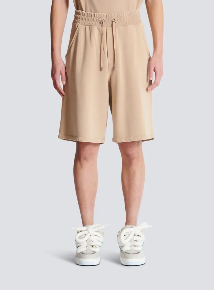 Balmain Bermuda Shorts With Vintage Embroidery Beige Men Trousers And Shorts