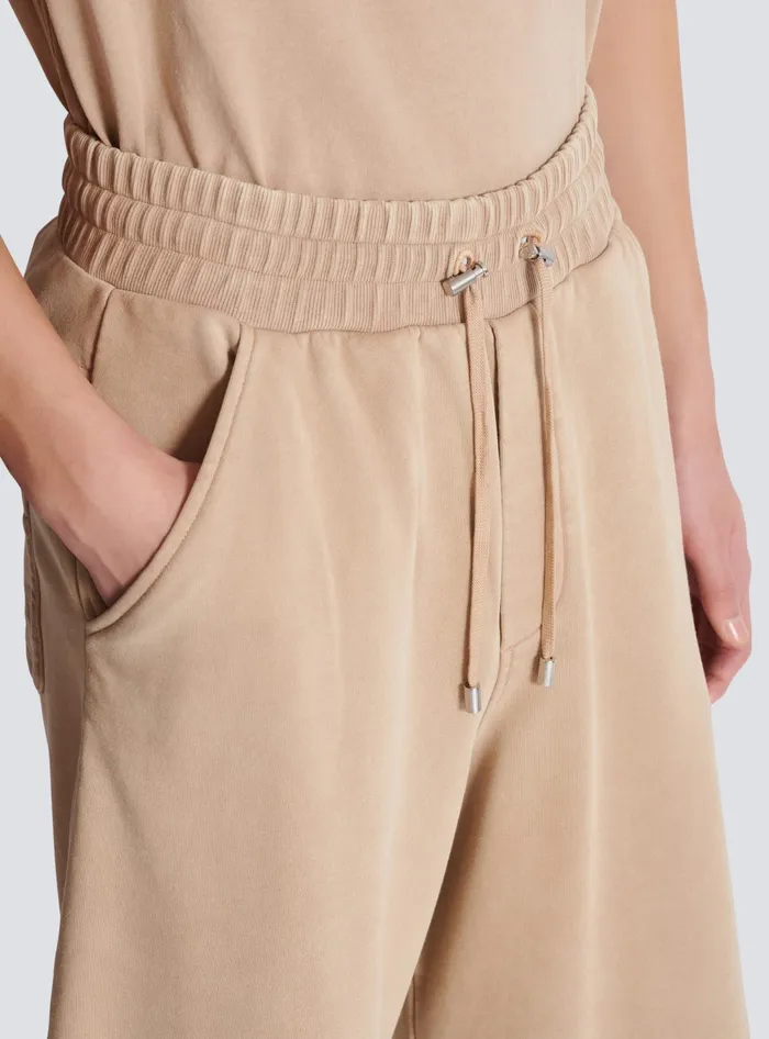 Balmain Bermuda Shorts With Vintage Embroidery Beige Men Trousers And Shorts