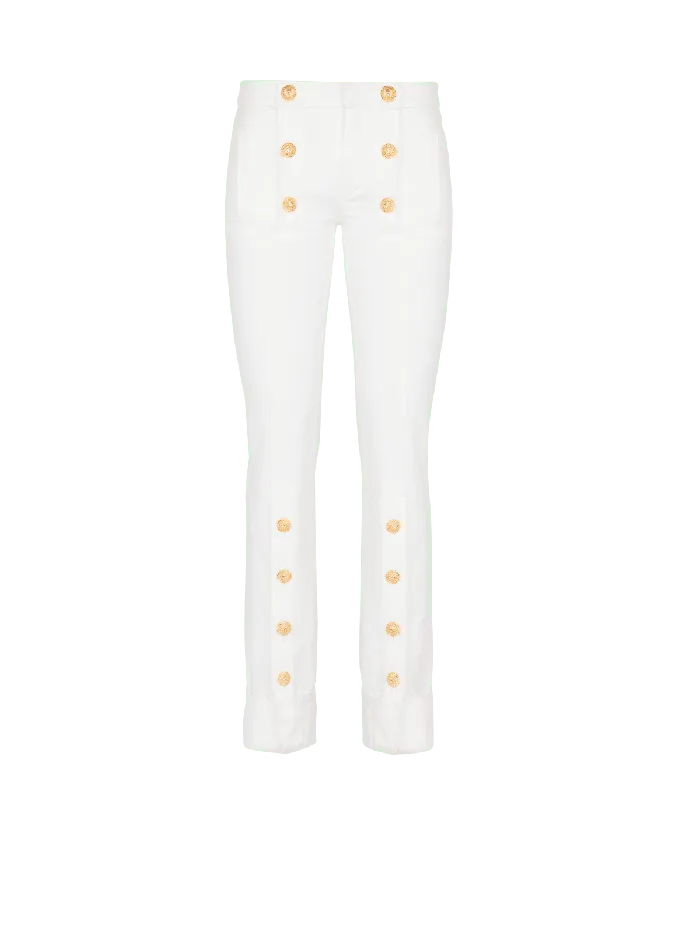 Balmain Buttoned Denim Jeans White Women Denim