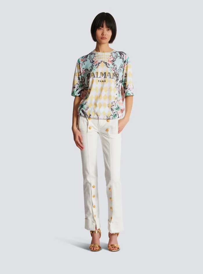Balmain Buttoned Denim Jeans White Women Denim
