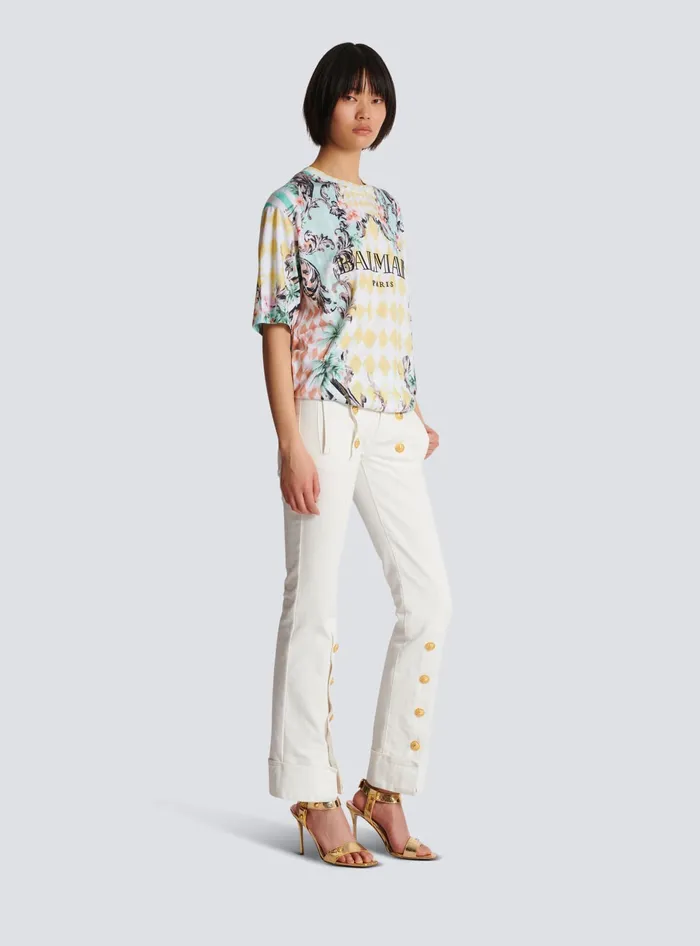 Balmain Buttoned Denim Jeans White Women Denim