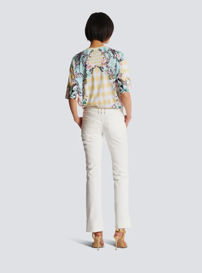 Balmain Buttoned Denim Jeans White Women Denim