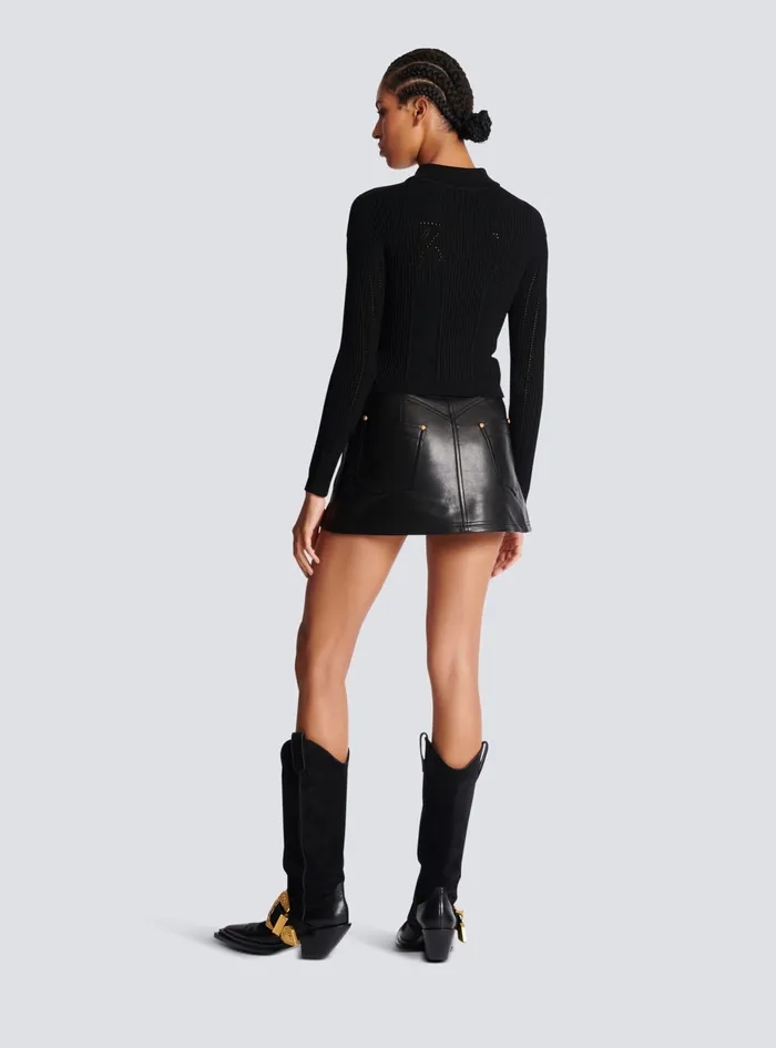 Balmain Buttoned Knit Cardigan Black Women Knitwear