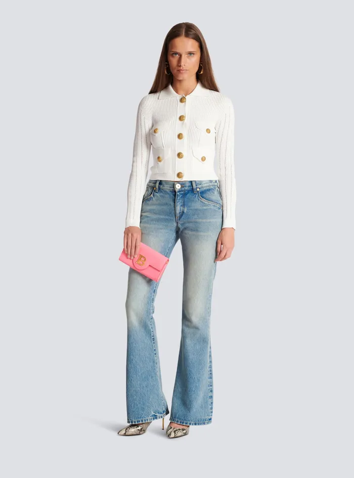 Balmain Buttoned Knit Cardigan White Women Knitwear