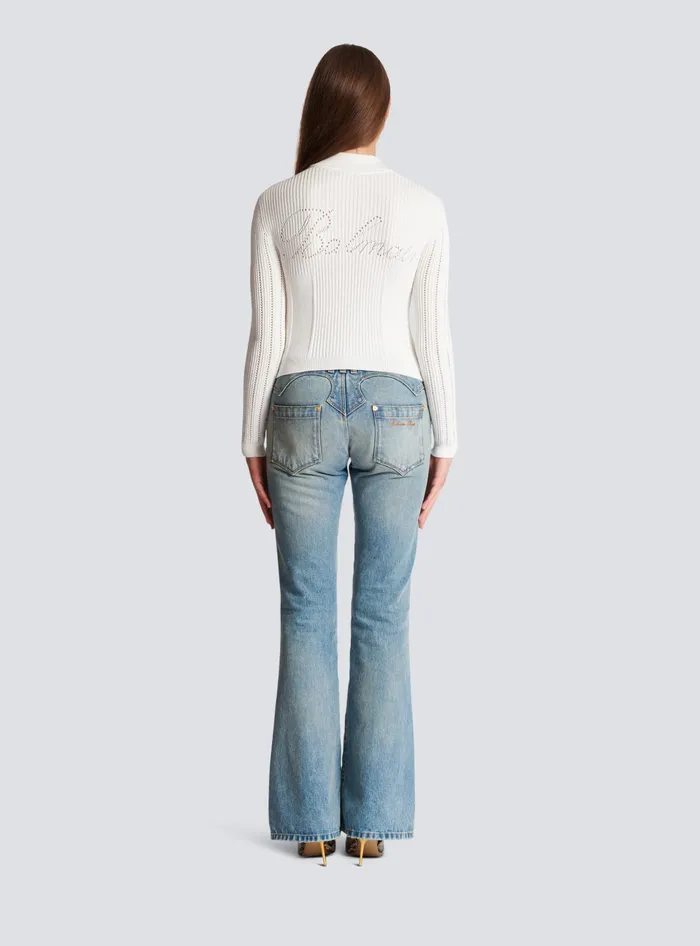 Balmain Buttoned Knit Cardigan White Women Knitwear