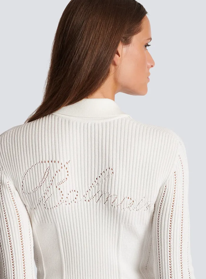 Balmain Buttoned Knit Cardigan White Women Knitwear