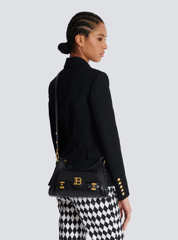 Balmain Calfskin BBuzz Hobo Bag Black Women Crossbody Bags